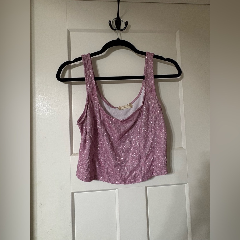 Altar'd State Pink Sparkle Crop Tank